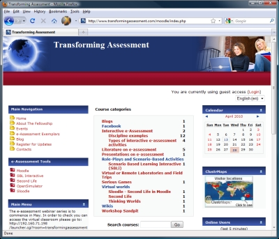 e-assessment examples and resources in the Transforming Assessment Moodle